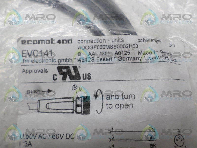 IFM EFECTOR EVC141 CABLE CONNECTOR  NSMP