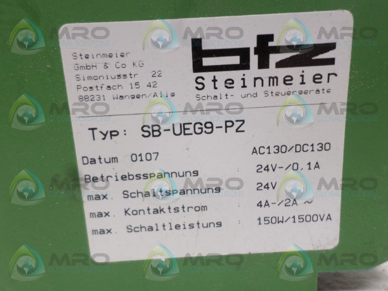 BFZ STEINMEIER SB-UEG9-PZ SECURITY RELAY *NEW NO BOX*