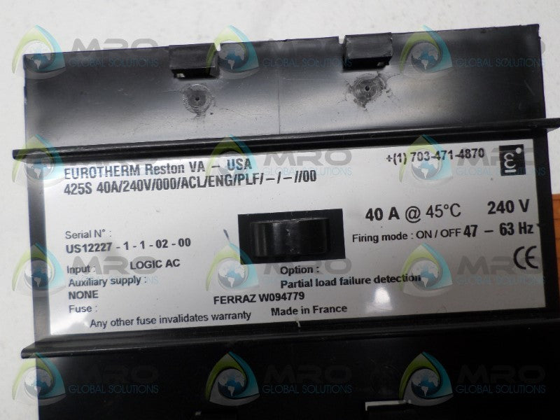 EUROTHERM 425S/40A/240V/000/ACL/ENG/PLG/-/-/00 POWER CONTROLLER  NSNP