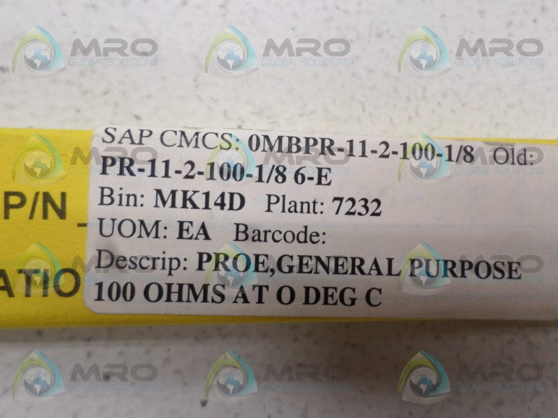 OMEGA PR-11-2-100-1/8-6-E SENSOR PROBE *NEW IN ORIGINAL PACKAGE*