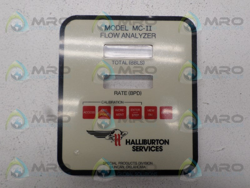 HALLIBURTON MC-II FLOW ANALYZER FACEPLATE *NEW NO BOX*