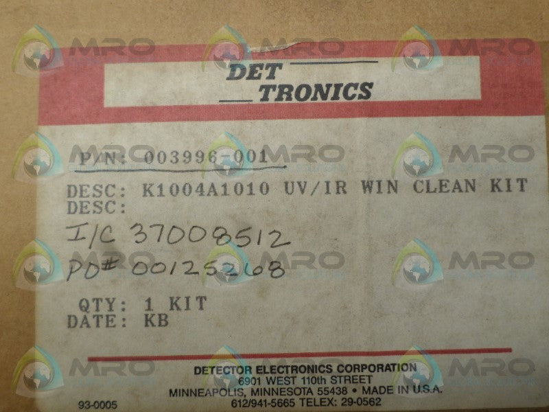 DET-TRONICS 003996-001 UV/IR WIN CLEAN KIT  NSMP