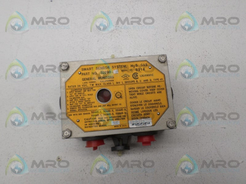 GENERAL MONITORS S214 32290-1 SMART SENSOR SYSTEM H2S GAS *NEW NO BOX*