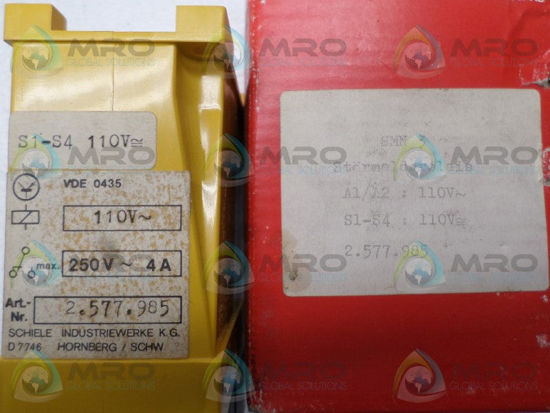 SCHIELE SMN3 2.577.985 CONTACTOR 110V *NEW IN BOX*