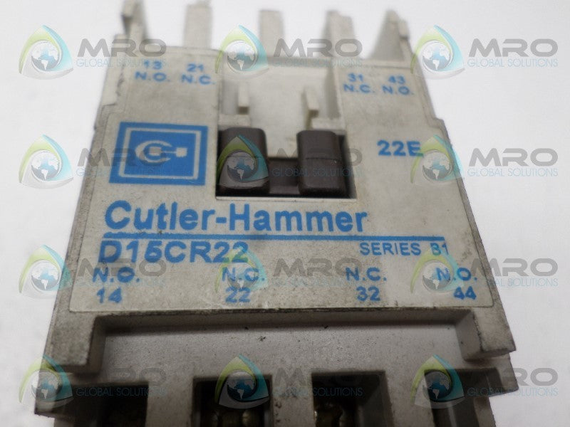 CUTLER HAMMER D15CR22 CONTACTOR 110/120V  UNMP