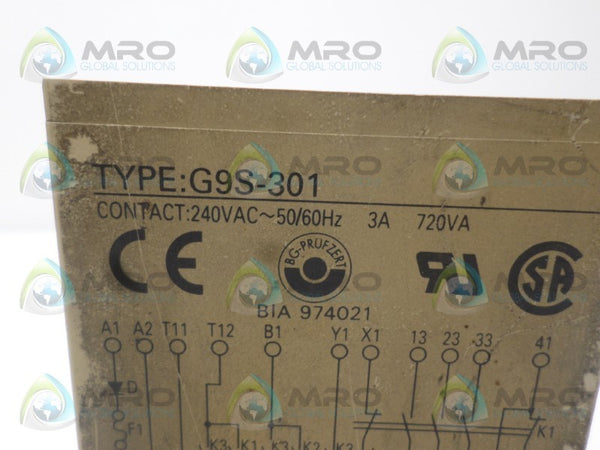 OMRON G9S-301 SAFETY RELAY UNIT 24VDC UNMP