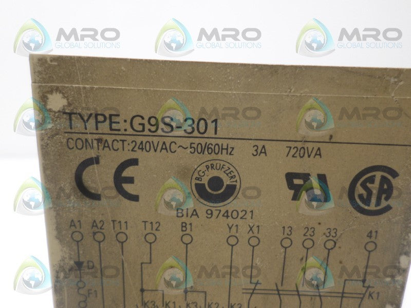 OMRON G9S-301 SAFETY RELAY UNIT 24VDC UNMP