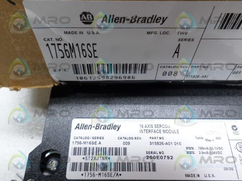 INDUSTRIAL SPARE PART CONTROLLOGIX 1756-M16SE SER. A F/W 15.32 INTERFACE  NSMP