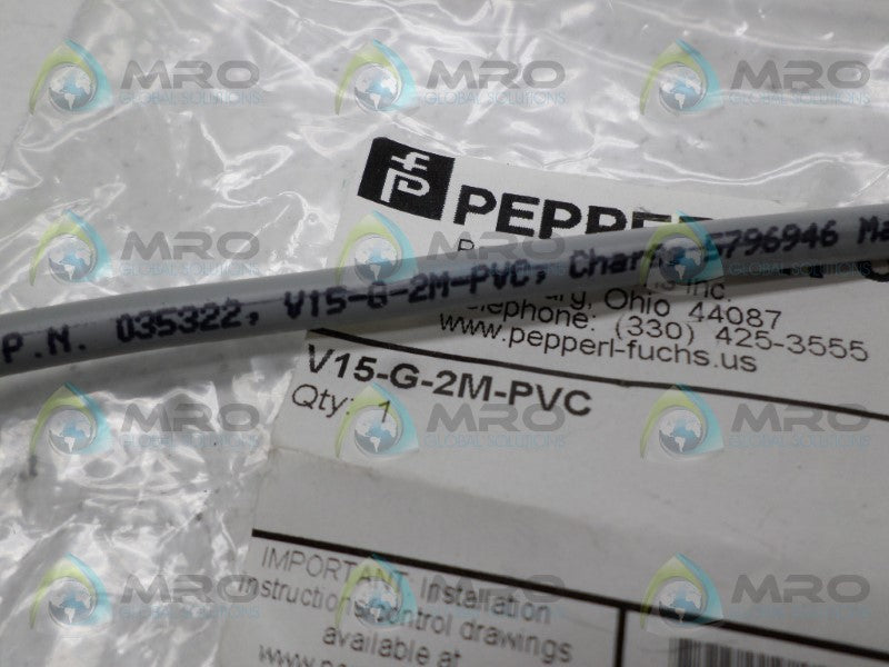 PEPPERL+FUCHS V15-G-2M-PVC CABLE CONNECTOR *NEW NO BOX*