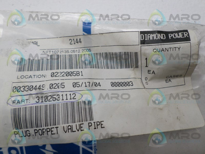 DIAMOND POWER 3102531112 VALVE PIPE PLUG  NSMP
