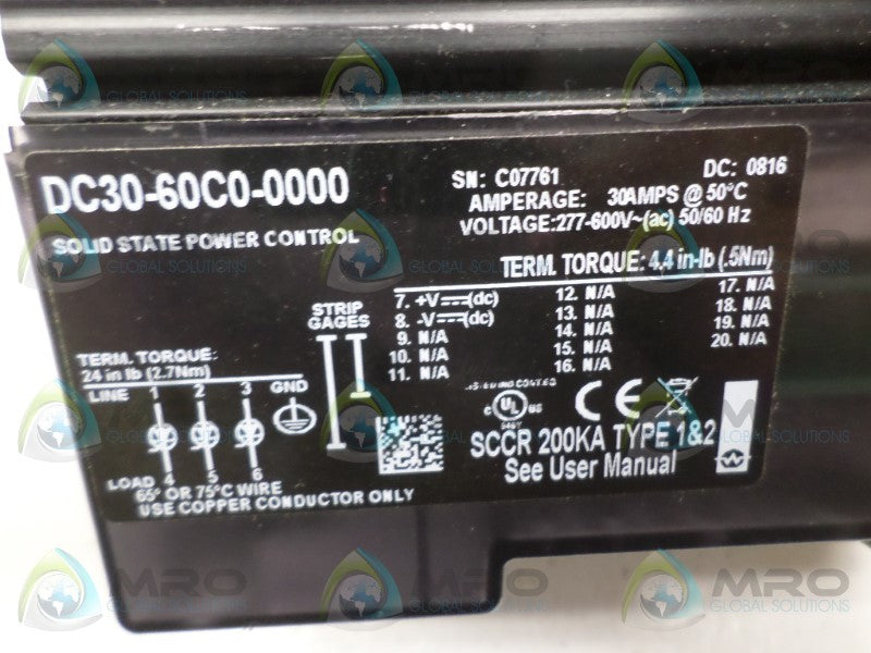 WATLOW DC30-60C0-0000 SOLID STATE POWER CONTROL *NEW NO BOX*
