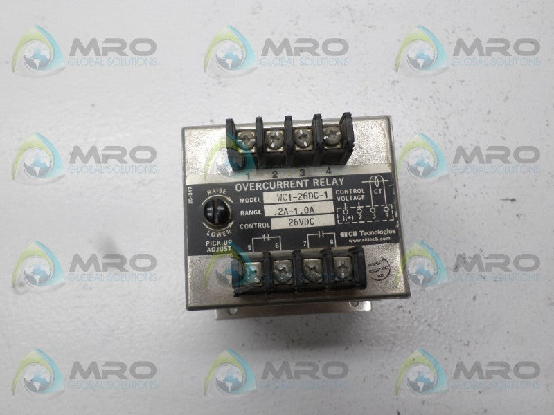 WILMAR WC1-26DC-1 OVERCURRENT RELAY 26VDC *USED*