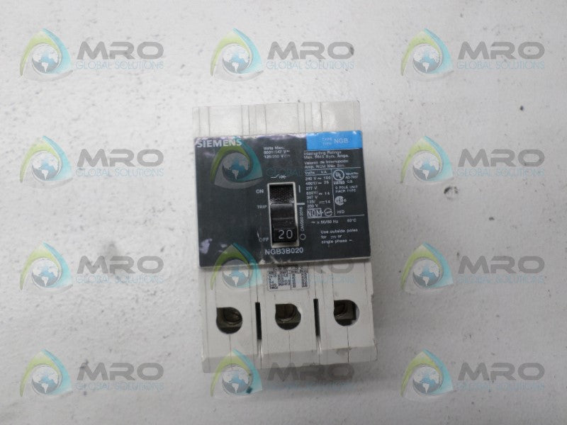 SIEMENS NGB3B020 CIRCUIT BREAKER 20A *NEW NO BOX*