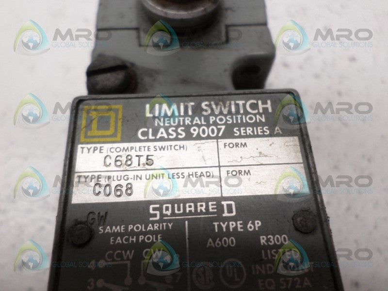 SQUARE D 9007-C68T5 LIMIT SWITCH *USED*