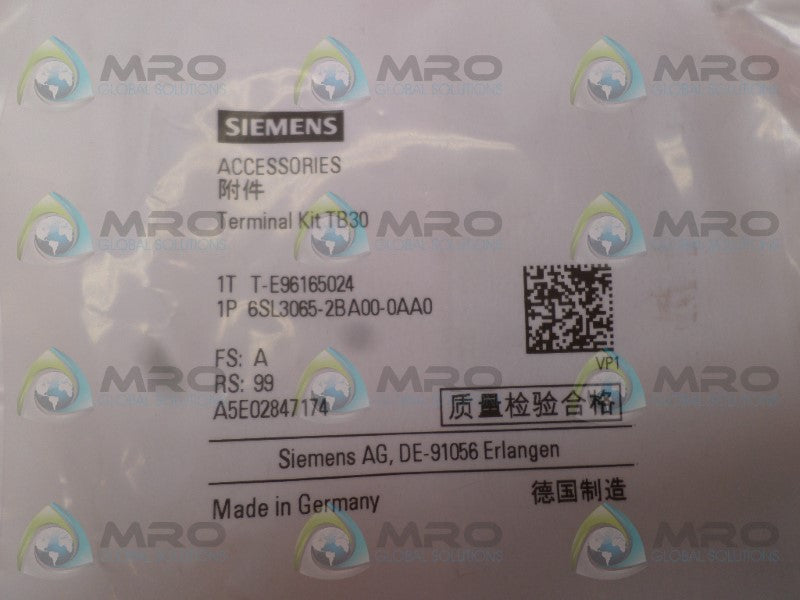 SIEMENS 6SL3065-2BA00-0AA0 TERMINAL KIT *NEW IN FACTORY BAG*