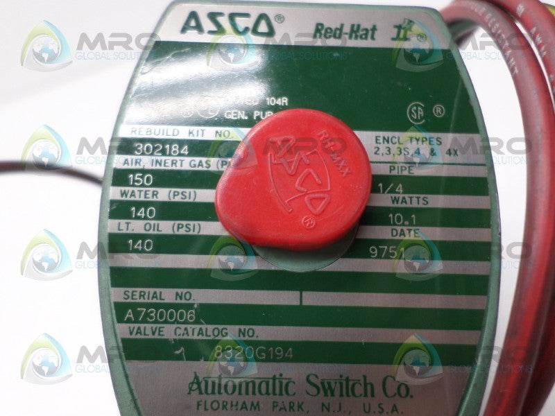 ASCO 8320G194 SOLENOID COIL 110/120V *USED*