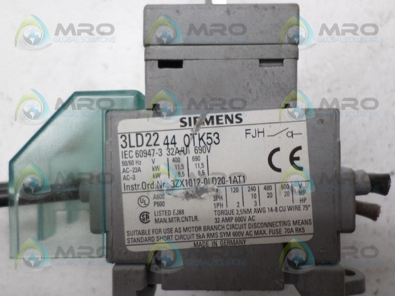 SIEMENS 3LD2244-0TK53 ROTARY SWITCH  UNMP