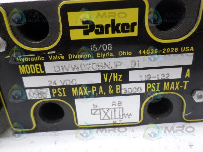 PARKER D1VW020BNJP SOLENOID VALVE *USED*