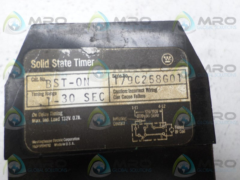 WESTINGHOUSE BST-ON 179C258G01 SOLID STATE TIMER .1-30 SEC. *USED*
