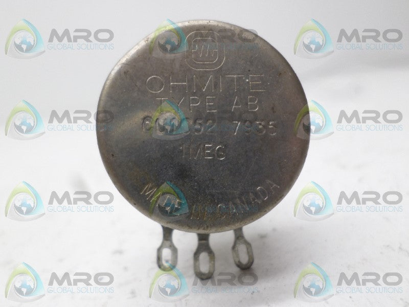 OHMITE CU1052 POTENTIOMETER 1-MEG OHMS *USED*