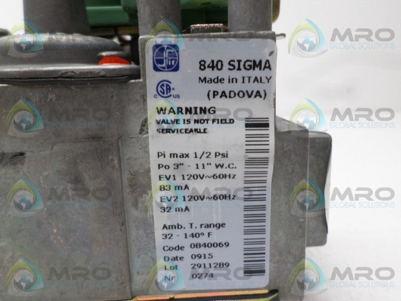 SIT 0840069 840 SIGMA GAS CONTROL VALVE *NEW NO BOX*