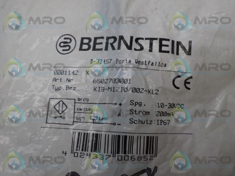 BERNSTEIN KIB-M12PO/002-KL2 6502703001 PROXIMITY SENSOR *NEW IN FACTORY BAG*