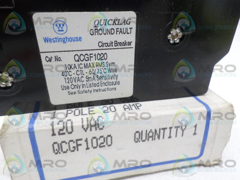 WESTINGHOUSE QCGF1020 CIRCUIT BREAKER 20A *NEW IN BOX*