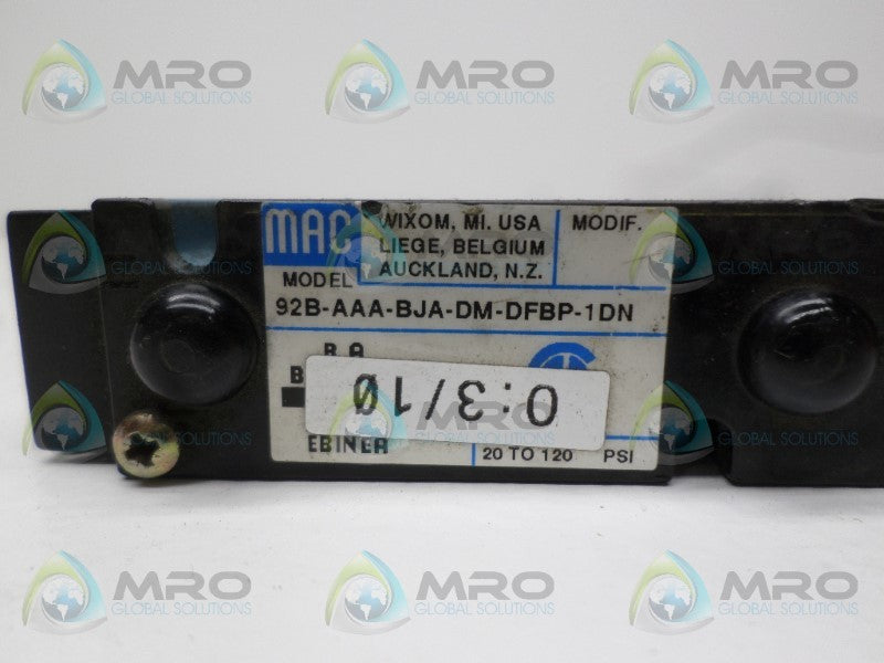 MAC 92B-AAA-BJA-DM-DFBP-1DN SOLENOID VALVE *USED*