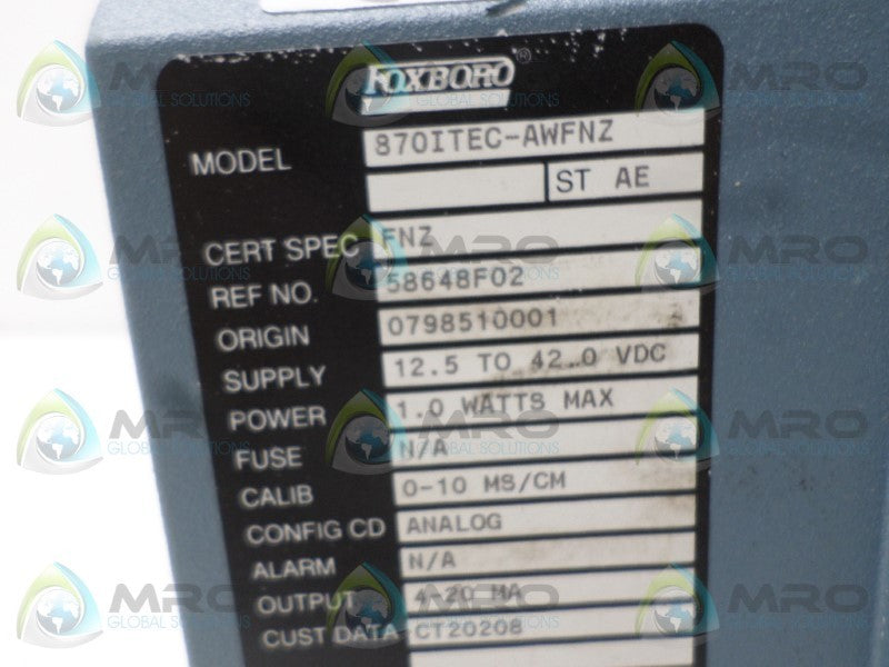 FOXBORO 870ITEC-AWFNZ TRANSMITTER 0-10 MS/CM *NEW NO BOX*