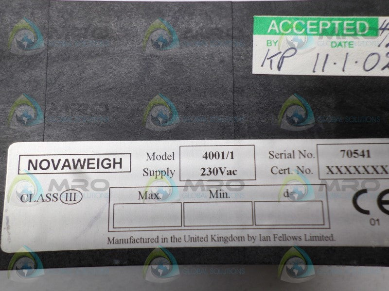 NOVAWEIGH 4001/1 DIGITAL CONTROLLER 230VAC  NSNP