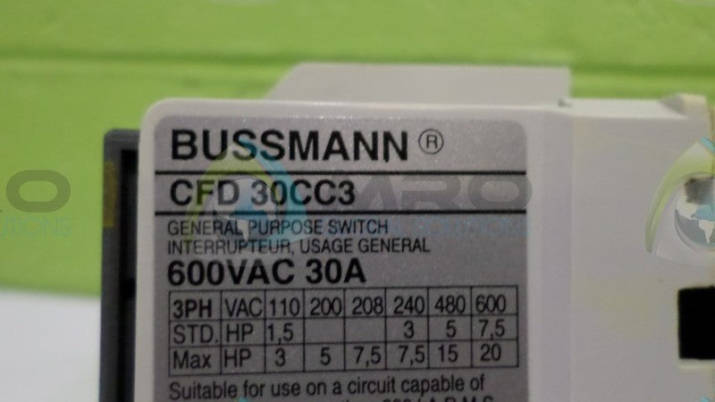 BUSSMANN CFD30CC3 GENERAL PURPOSE SWITCH *NEW NO BOX*