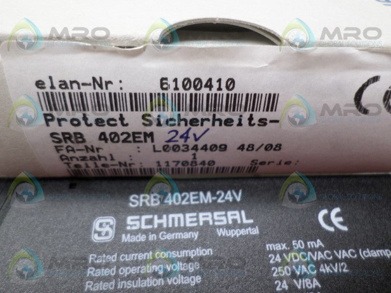 SCHMERSAL SRB402EM SAFETY RELAY 24V *NEW IN BOX*