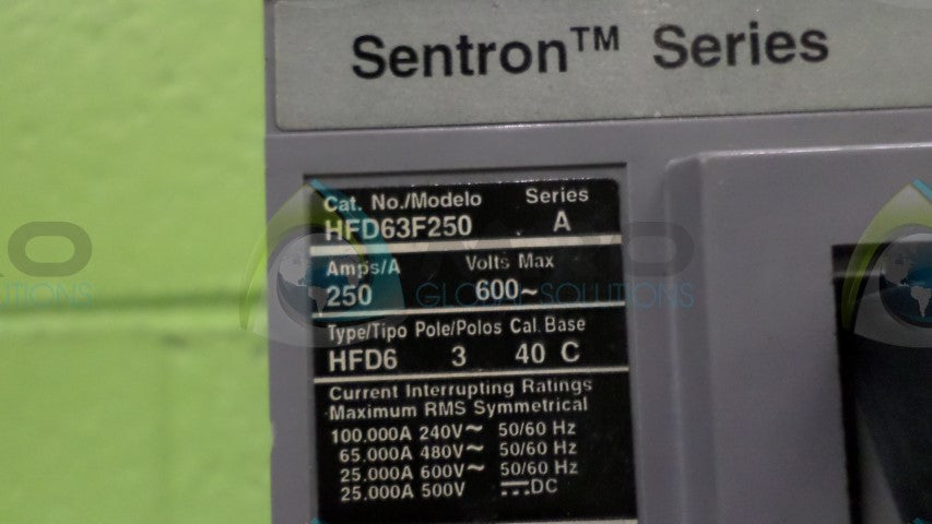 SIEMENS HFD63F250 CIRCUIT BREAKER w/ 175 AMP TRIP *USED*