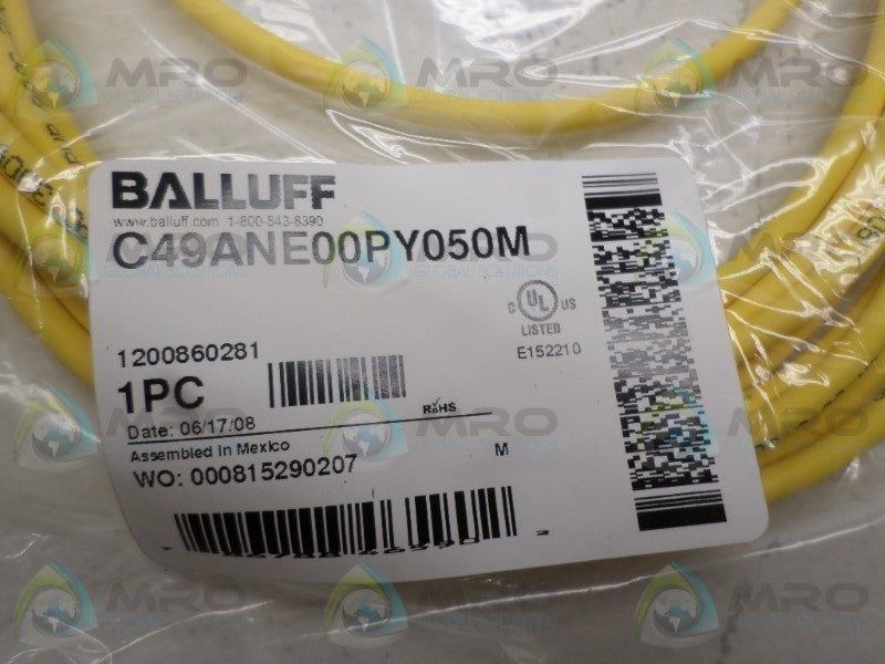 BALLUFF C49ANE00PY050M CABLE CONNECTOR * NEW IN FACTORY BAG *