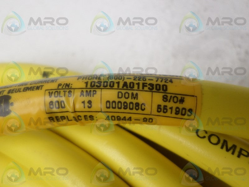 DANIEL WOODHEAD 40944-90 103001A01F300 CABLE CONNECTOR *NEW NO BOX*