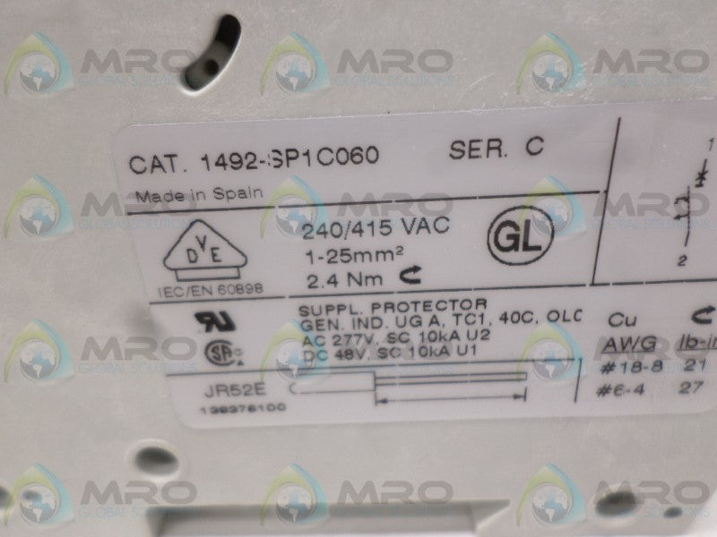 ALLEN BRADLEY 1492-SP1C060 SER. C CIRCUIT BREAKER 6A *NEW NO BOX*