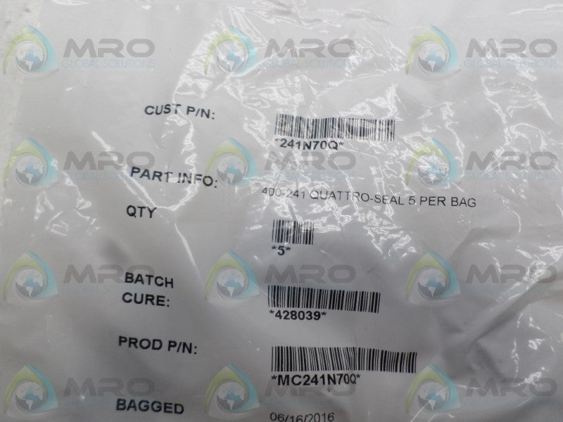 INDUSTRIAL MRO MC241N70Q SEAL (PKG OF 5) * NEW IN FACTORY BAG *