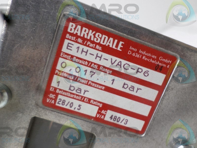 BARKSDALE E1H-H-VAC-P6 PRESSURE SWITCH  NSNP