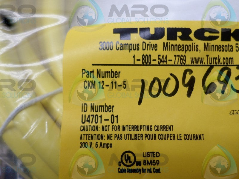 TURCK CKM12-11-5 CABLE CONNECTOR * NEW IN FACTORY BAG *