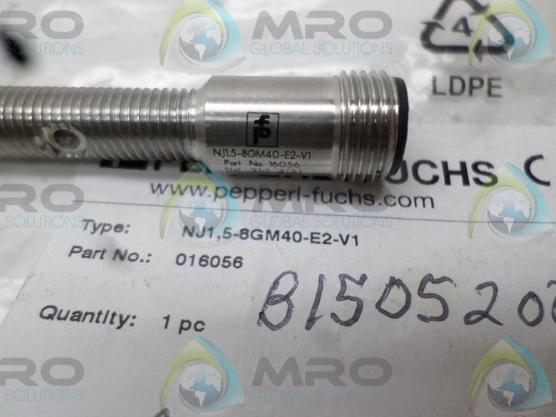 PEPPERL+FUCHS NJ1,5-8GM40-E2-V1 016056 PROXIMITY SENSOR * NEW IN FACTORY BAG *