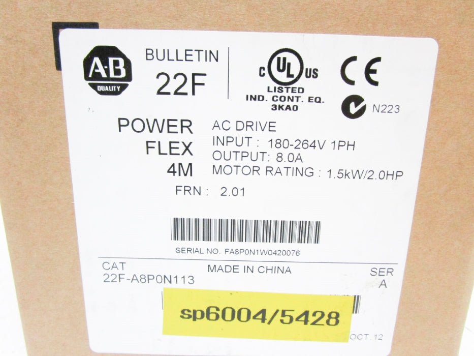 INDUSTRIAL SPARE PART 22F-A8P0N113 SER. A F/W 2.01 180-264V NSMP