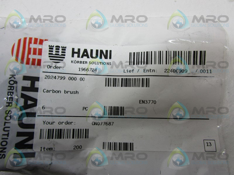 INDUSTRIAL MRO EN3770 CARBON BRUSH (PKG OF 6) * NEW IN FACTROY BAG *
