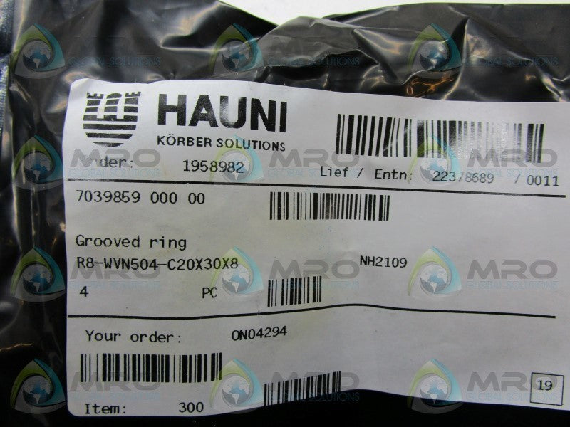 INDUSTRIAL MRO R8-WVN504-C20X30X8 GROOVED RING * NEW IN FACTORY BAG *