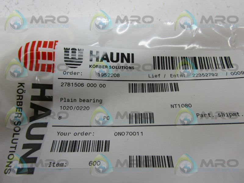 INDUSTRIAL MRO 1020/0220 PLAIN BEARING (PKG OF 8) * NEW IN FACTORY BAG *