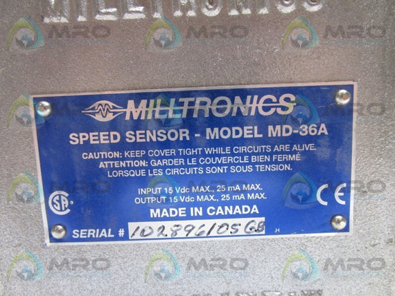 MILLTRONICS MD-36A SPEED SENSOR * NEW NO BOX *