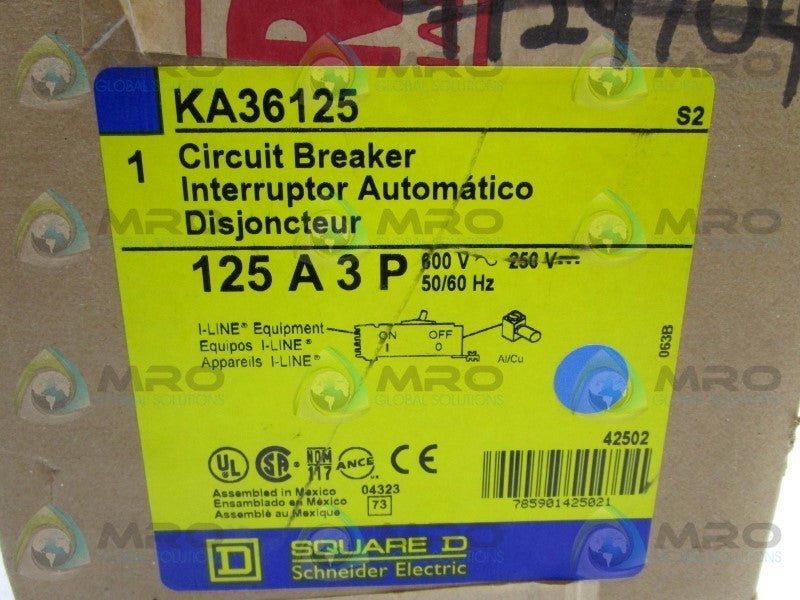SQUARE D KA36125 CIRCUIT BREAKER 125A * FACTORY SEALED *