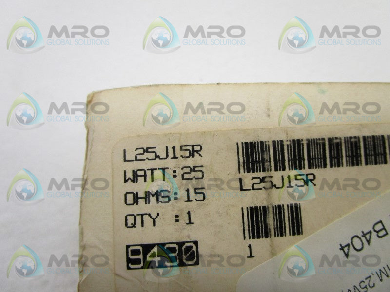 OHMITE L25J15R RESISTOR 15OHMS * NEW IN ORIGINAL PACKAGE *