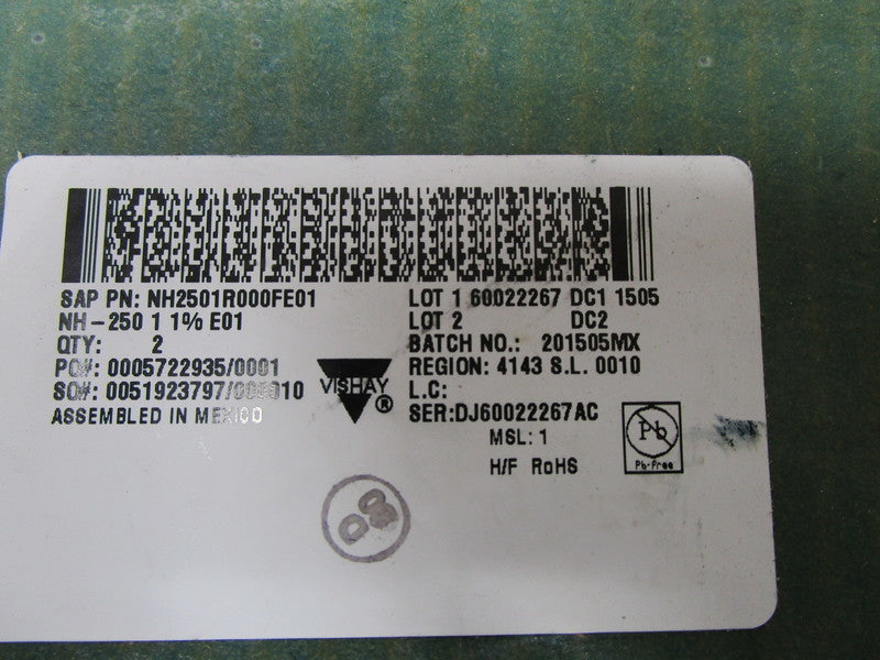 VISHAY NH2501R000FE01 POWER RESISTOR (PKG OF 2) * NEW IN ORIGINAL PACKAGE *