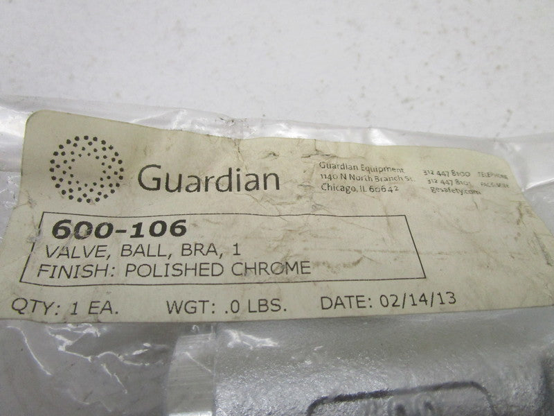 GUARDIAN 600-106 BALL VALVE * NEW IN FACTORY BAG *