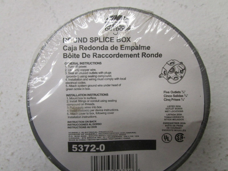 BELL OUTDOOR 5372-0 ROUND SPLICE BOX  NSMP